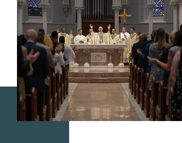 View of the alter at the crowd at St. Thomas of Villanova Church during the solemn opening of the Cause.