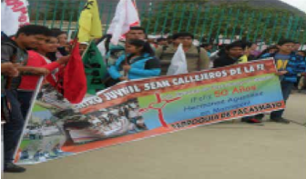 Youth from the Augustinian parish and school in Pacasmayo join in the celebration of Augustinian presence in Morropón. 