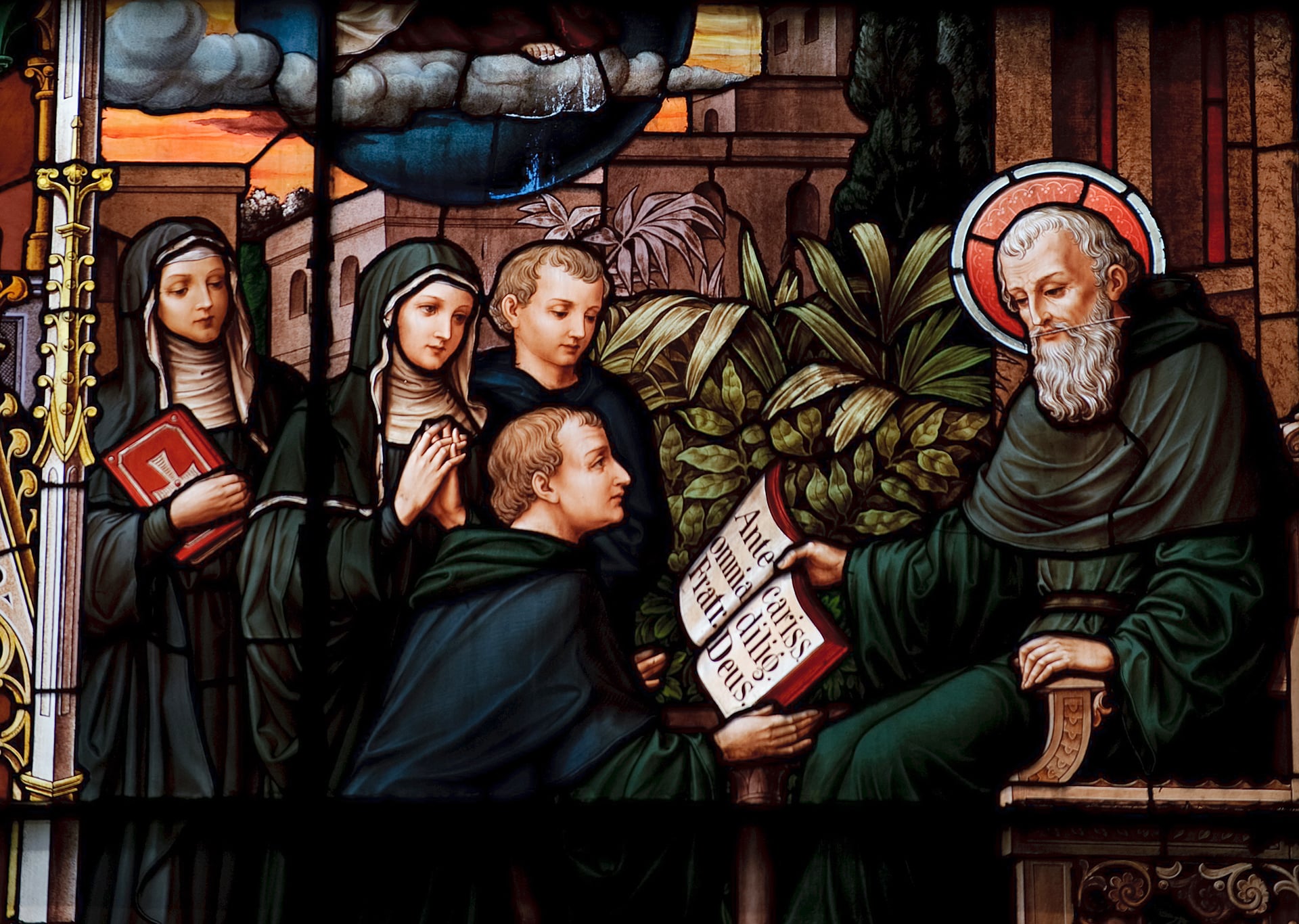 Artwork of Saint Augustine sharing The Rule of St Augustine with others
