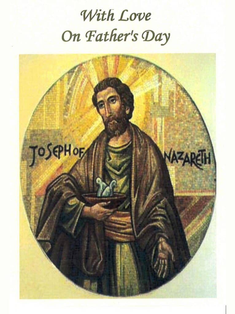 With love on Father's day. Joseph of Nazareth mass card.